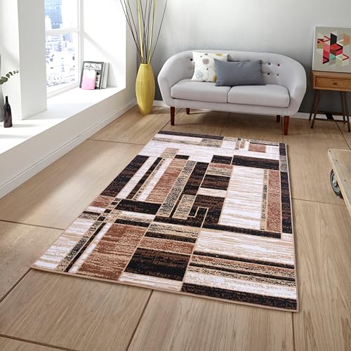 Beige Premier Collection Indoor Contemporary Style Rectangular Area Rug Cozy & Comfortable Rugs for Bedroom, Living Room, Floor Covering