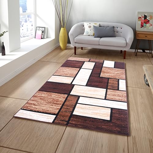 Brown Premier Collection Indoor Contemporary Style Rectangular Area Rug  Cozy & Comfortable Rugs for Bedroom, Living Room, Floor Covering