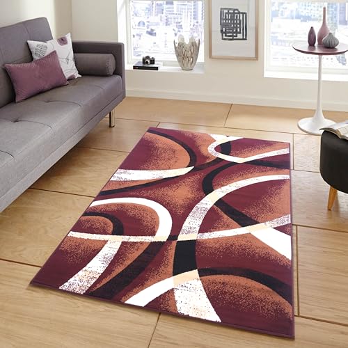 Burgundy Premier Collection Indoor Contemporary Style Rectangular Area Rug Cozy & Comfortable Modern Colors Rugs for Bedroom, Living Room, Floor Covering