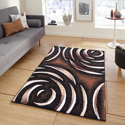 Coffee Premier Collection Indoor Rectangular Area Rug Contemporary Style Rugs for Bedroom, Living Room, Floor Covering